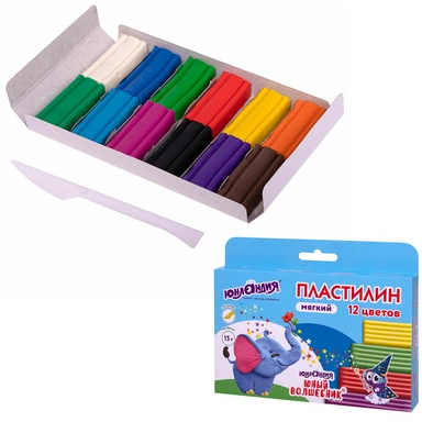 Пластилин 12цв ЮНЫЙ ВОЛШЕБНИК 180гр. со стеком 106439 ЮНЛАНДИЯ