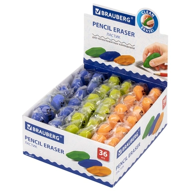 Ластик Stone 58х21х19мм, ассорти, 228715 Brauberg