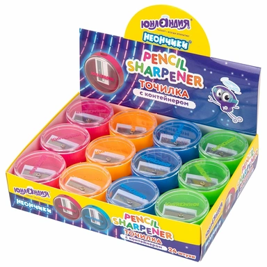 Точилка с контейнером Шарик неон ассорти 272511 Юнландия