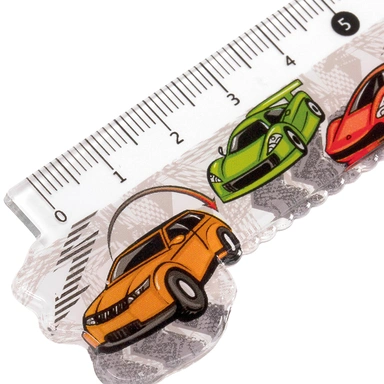 Линейка 15 см пластик Машинки фигурная 210729 Юнландия
