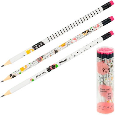 Карандаш ч/г MESHU Cat paws, HB, заточен., с печатью, с ластиком, ассорти 368076