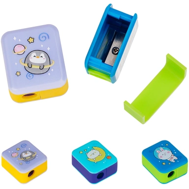 Точилка пластик  MESHU Bubble friends, 1 отверстие, ассорти 355275