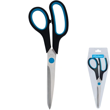 Ножницы 21,5 см OfficeSpace черные с синими вставками 264904