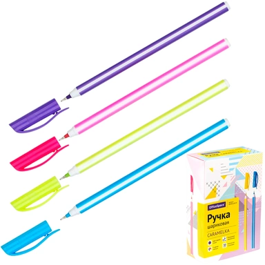 Ручка шариковая синяя на масляной основе OfficeSpace Caramelka 0,6мм  312036