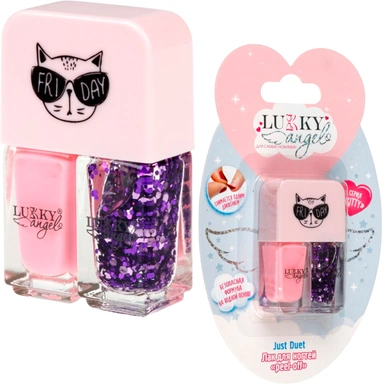 Набор двойные лаки для ногтей,кол-я Kitty,светло розово-сиреневый и фиалковый перламутр Т25839