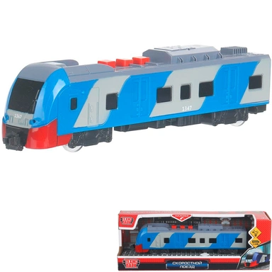 Модель ELTRAINLAST-20PL-BUGY Скоростной поезд 20 см,3 кноп, синий Технопарк  в кор.