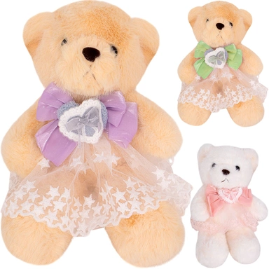 Мишка в платье 19 см FG250327175C-1 цвет в ассорт.