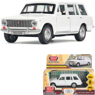 Модель 2102-12-WH-WOD Ваз-2102 12 см, двери, багаж, инер, белый Технопарк
