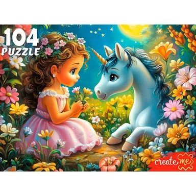 Пазл 104 Маленькая принцесса и единорог УК104-6615