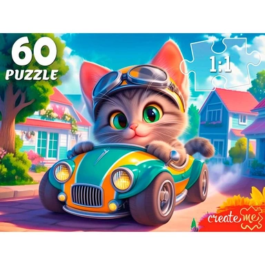 Пазл 60 Котёнок в автомобиле П60-5996