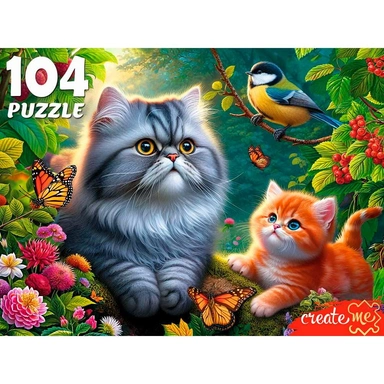 Пазл 104 Котики с синицей Ф104-7603