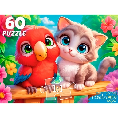 Пазл 60 Котёнок и попугай П60-5994