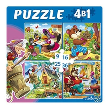 Пазл 4 в 1 9,16, 25, 36 эл. Лучшие Русские сказки П-5813