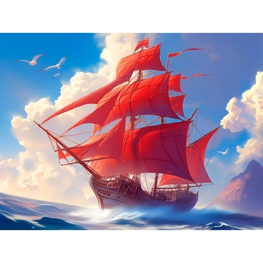 Набор для творчества Роспись по холсту 30х40 см Красные паруса Х-5182