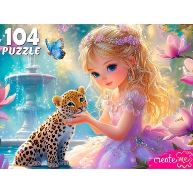 Пазл 104 Принцесса с маленьким леопардом УК104-6617