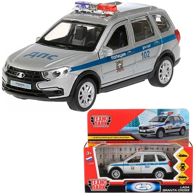 Модель GRANTACRS-12POL-SR Lada Granta Cross 2019 Полиция серебристый Технопарк  в коробке
