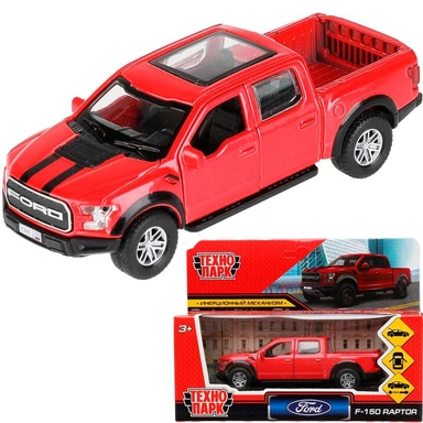 Модель F150RAP-12-RD FORD F150 RAPTOR 12 см, двери, багаж, инерц, красный Технопарк в коробке