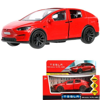 Модель MODELX-12-RD tesla model x plaid 12 см, двери, красн Технопарк  в кор.