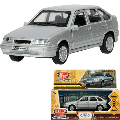 Модель 2114-12-SR-WOD LADA-2114 SAMARA 12 см, двери, багаж, инерц, серебрист Технопарк  в кор.