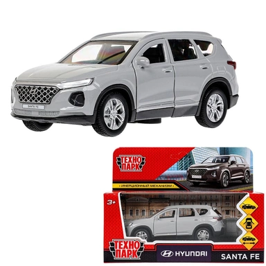 Модель SANTAFE-12-GY HYUNDAI SANTAFE 12 см, двери, багаж, инерц, темно серый Технопарк  в кор.