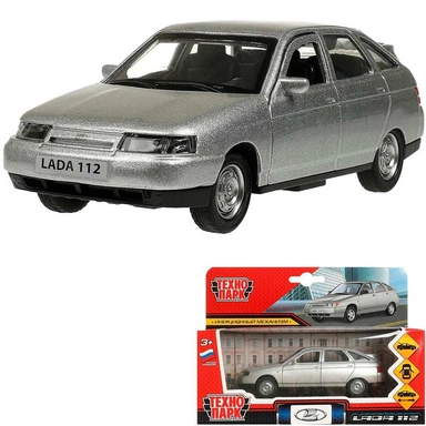 Модель 2112-12-SR ВАЗ-2112 12 см, двери, багаж, серебряный Технопарк в коробке