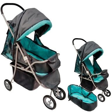 Коляска для куклы трансформер графит/м. волна для детей от 3 лет