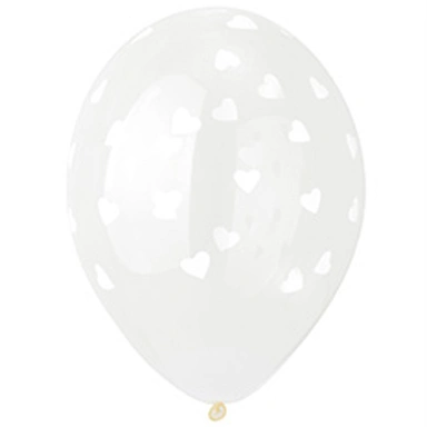 Шар 14 шелкография кристалл  Сердца белые 1103-2298