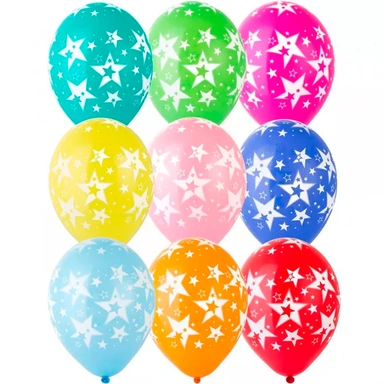 Шар 12 Шелкография пастель Звезды Большие 50 шт 1103-0696 /цена за упак/