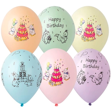 Шар 14 шелк ДР Милые зверушки 1103-2902 25 шт /цена за уп