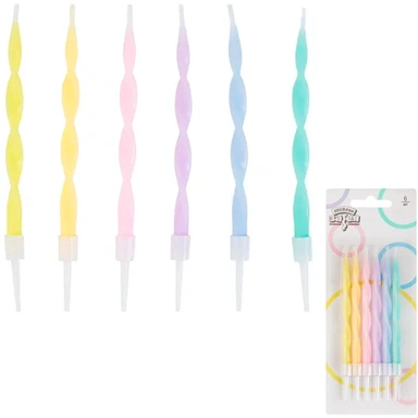 Свечи для торта Серпантин Пастель 10см 6шт