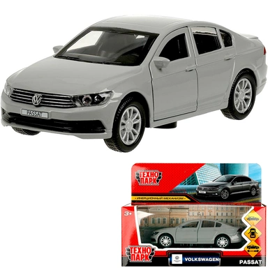 Модель PASSAT-12-GY VOLKSWAGEN PASSAT 12 см, двер, багаж, инерц, темно-серый Технопарк  в коробке