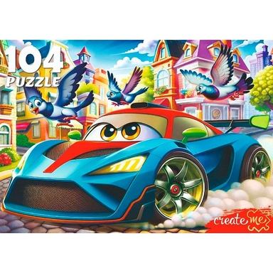 Пазл 104 Крутая синяя машинка Ф104-4535