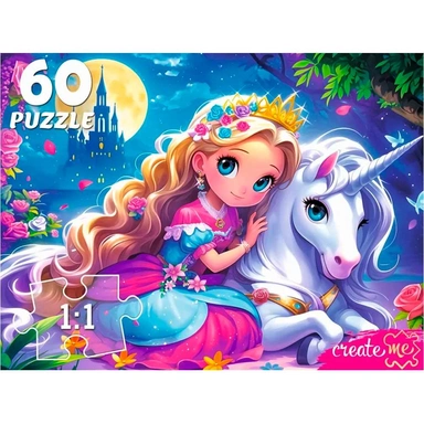 Пазл 60 Аниме-принцесса с единорогом Ф60-4525