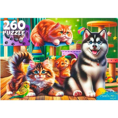 Пазл 260 Дружные домашние животные Ф260-0182