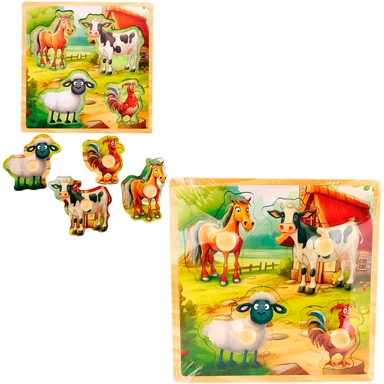 Деревянная Рамка-вкладыш Животные деревни 15x15x0,6 см ИД-0175