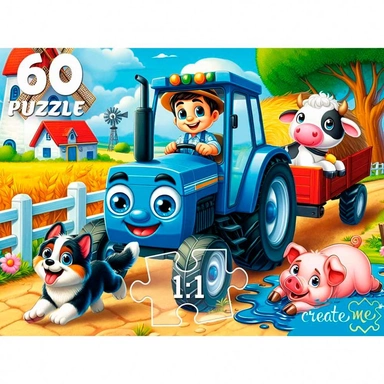 Пазл 60 Веселый трактор и компания Ф60-4527