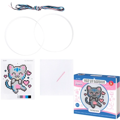 Набор для творчества Вышивка Счастливый котик (с пяльцами) 05622