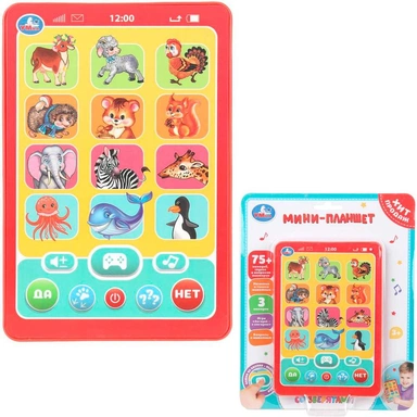 Планшет Обучающий мини 75+ мелодий, звуков и вопросов викторин Умка HT1117-R43