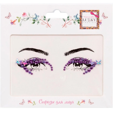 Стразы для лица Лиловые переливы,17х12 см Т24127 Lukky Fashion