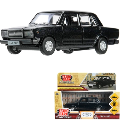 Модель 2107-12-BK ваз-2107 12 см, двери, багаж, инерц, черный, Технопарк  в кор.