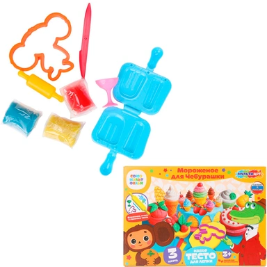 Набор для творчества Тесто для лепки Чебурашка Мороженое для Чебурашки, 24 см MultiArt DSET-CHM-121464D