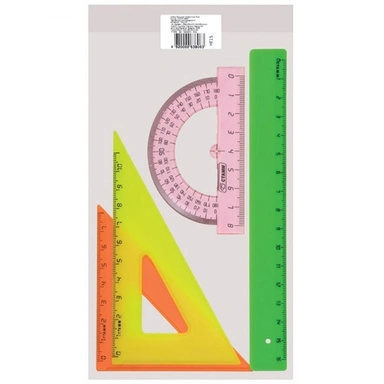 Набор чертежный 4пр. /лин 16см, трансп, треуг 2шт/ NEON цветной СТАММ НГ12
