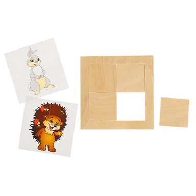 Деревянный пазл Лесные звери 2 картинки С370