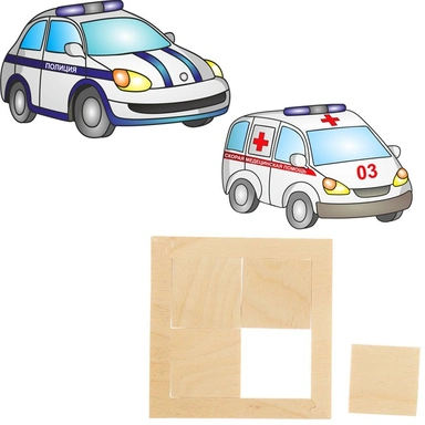 Деревянный пазл Полиция и Скорая помощь 2 картинки С371