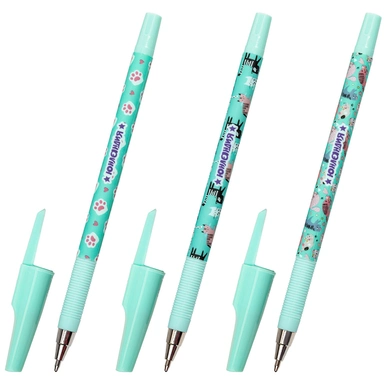 Ручка шариковая синяя 0,7мм Glamour Cat 143734 Юнландия СТОК