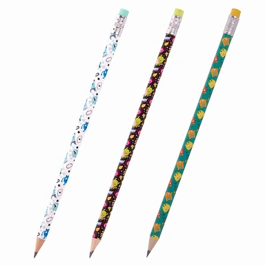 Карандаш ч/гр НВ с ластиком Монстрики 181782 ЮНЛАНДИЯ