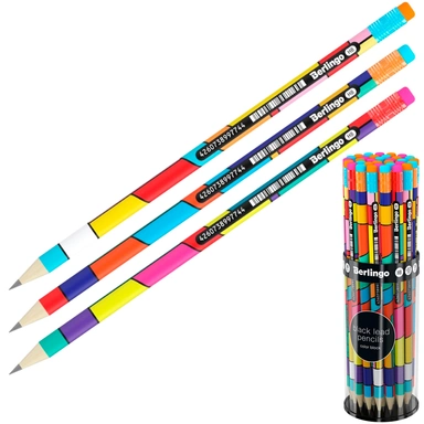 Карандаш ч/г НВ Color Block с ластиком ассорти BP00S03 Berlingo