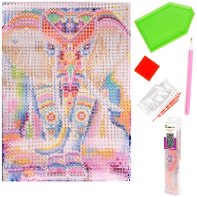 Набор для творчества Картина Стразами на Холсте Светится в Темноте  Слон 25х35см MA-KN0101-2 СТОК