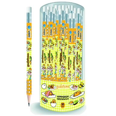 Карандаш ч/гр. с ластиком Gudetama НВ деревянный трехгранный 71689