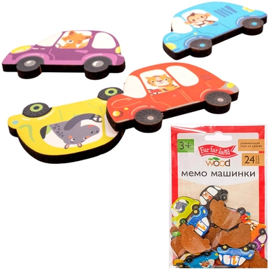 Игра МЕМО Машинки Far far land wood  24 фишки в пакете 05191